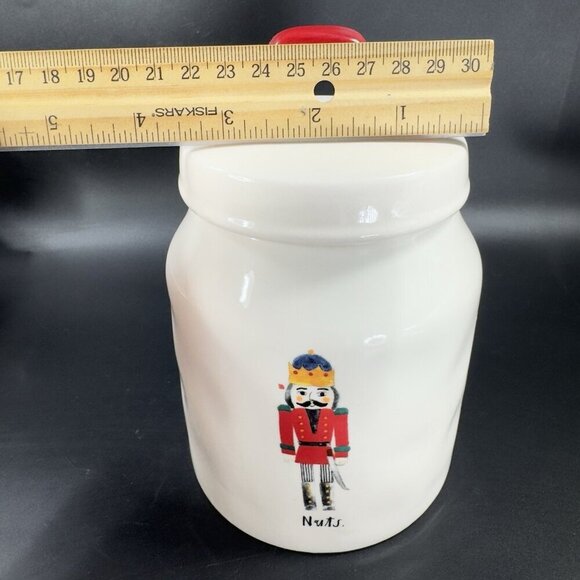 Rae Dunn Artisan Collection Nuts Christmas Canister Jar Container Ceramic W Lid - Picture 3 of 13